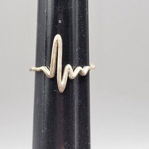 Heartbeat EKG Ring Sterling Silver 925 Adjustable Size 8